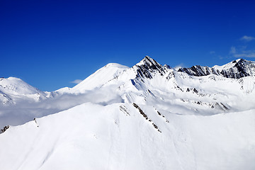 Image showing Snowy mountains at nice day