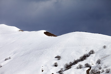 Image showing Off piste slope and overcast sky