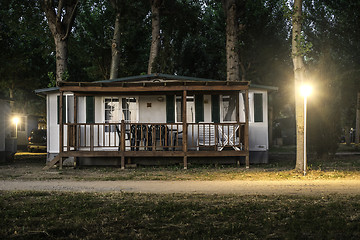 Image showing Wooden bungalow in camping