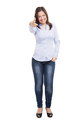 Image showing Woman with thumbs up