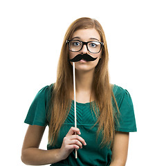 Image showing Girl with Mustache 