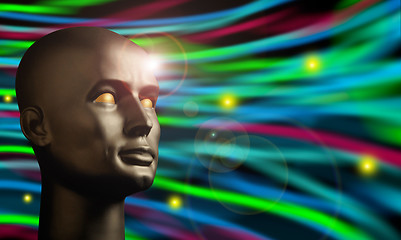 Image showing Android head watching swirling colors