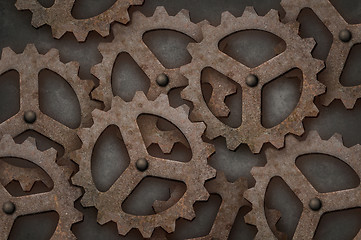 Image showing Distressed interlocking gears