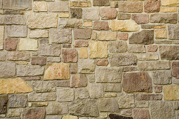 Image showing Masonry Wall of Multicolored Stone