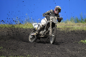 Image showing Racers on motorcycles participate in cross-country race competit