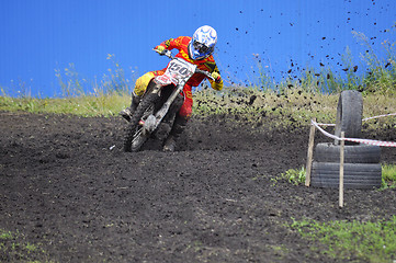 Image showing Racers on motorcycles participate in cross-country race competit