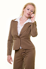 Image showing Woman in brown business suit