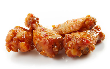 Image showing fried chicken wings with sweet chili sauce