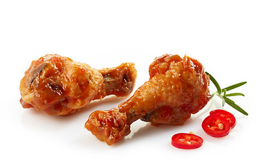 Image showing fried chicken wings with sweet chili sauce