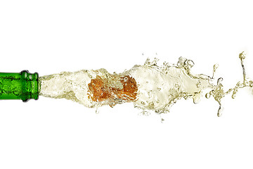 Image showing splashing champagne on a white background