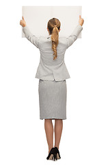 Image showing businesswoman or teacher in suit from back