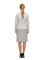 Image showing businesswoman or teacher in suit from back