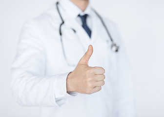 Image showing male doctor hand showing thumbs up