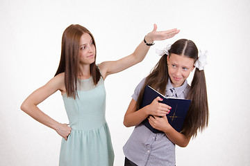 Image showing Teacher brings student