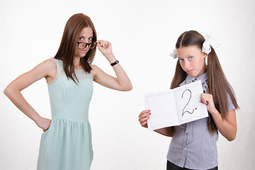 Image showing Strict teacher and student frustrated deuce