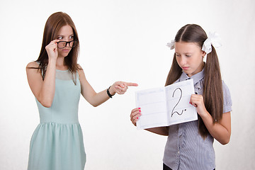 Image showing Teacher scolds the student for no lessons learned