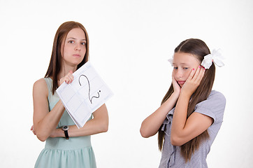 Image showing Schoolgirl very upset estimate obtained