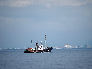 Image showing REYKJAVIK COAST, ICELAND-JULY 27 : whaling boat with 2 killed wh