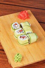 Image showing cucumber sushi rolls