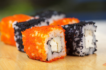 Image showing tobico sushi rolls