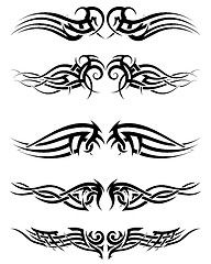 Image showing Set tribal tattoos
