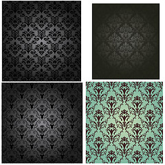 Image showing Damask seamless pattern set