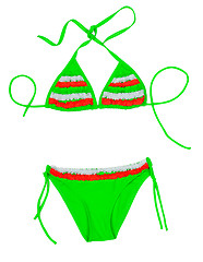 Image showing Green with red insert fashionable swimsuit