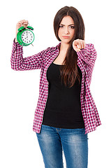 Image showing Girl with alarm clock