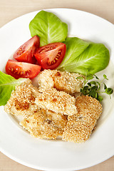 Image showing roasted fish fillet covered with sesame seeds