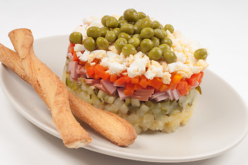 Image showing Potato Olivier, russian salad ingredients