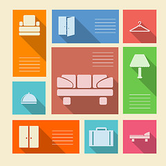 Image showing Colored vector icons for hotel with place for text