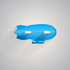Image showing Flat vector icon of blue Zeppelin