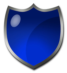 Image showing Blue badge or crest-shaped button