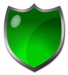 Image showing Green badge or crest-shaped button 