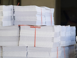 Image showing Piles of printed paper