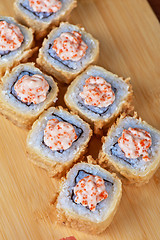 Image showing cream cheese and tobico sushi roll