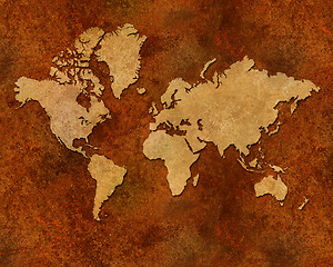 Image showing Distressed metallic global map