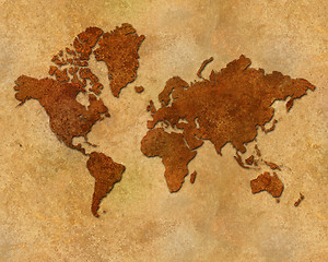 Image showing Distressed metallic global map