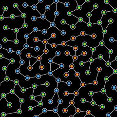 Image showing Network of color nodes against black