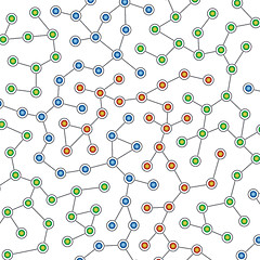 Image showing Network of color nodes against white 