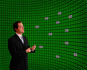 Image showing Man monitoring an array of email icon