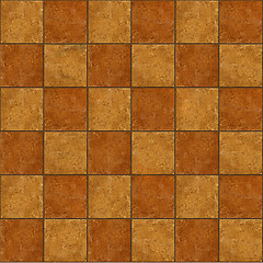 Image showing Section of ceramic two-tone brown stone tiles seamlessly tileabl