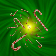 Image showing Candy Canes in a Green Vortex