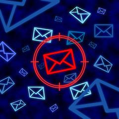 Image showing Email icon targeted by electronic surveillance in cyberspace