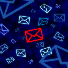 Image showing Email icon targeted by electronic surveillance in cyberspace