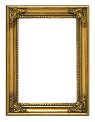 Image showing Antique gold vertical picture frame against white