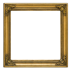 Image showing Antique gold square picture frame against white