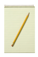 Image showing Stenographer's pad with a yellow pencil