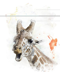 Image showing Watercolor Image Of Giraffe 