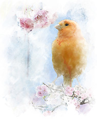 Image showing Watercolor Image Of  Yellow Bird